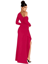 Thumbnail for Trendy Long Formal Dresses -, Maxi Dress , Drestiny , Australia, Black, Canada, L, Long Sleeves, M, Maxi Dresses, New Zealand, Off Shoulder, One Shoulder, S, United Kingdom, United States, White, Wine Red , Drestiny , www.shopdrestiny.com