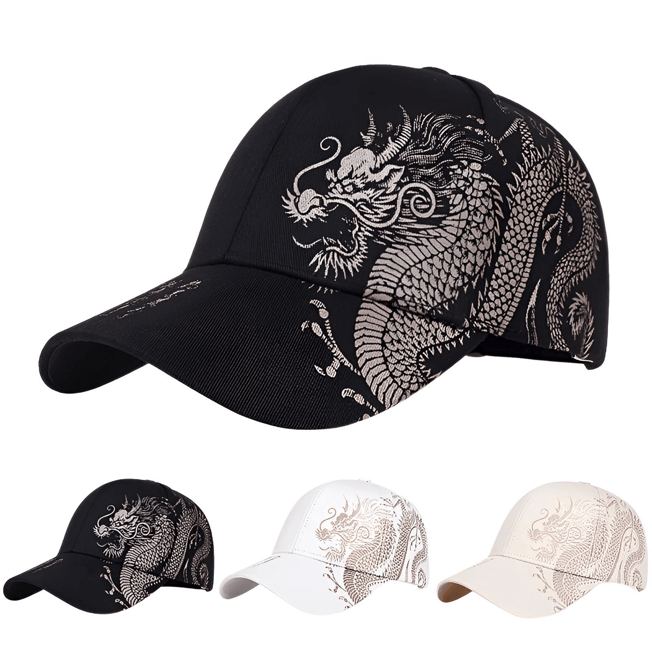 Unisex Golden Dragon Print Baseball Caps -, Hats , Drestiny , Australia, Beige, Black, Canada, Hats, New Zealand, United Kingdom, United States, White , Drestiny , www.shopdrestiny.com