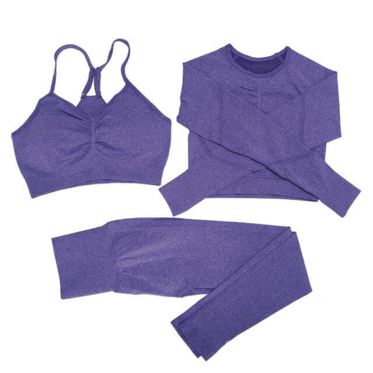 Women's 3 Piece Seamless Yoga Set -, Sets , Drestiny , Army Green, Australia, Blue, Crop Tops, Dark Green, Dark Grey, Dark Pink, Grey, L, Legging Sets, Leggings, Light Grey, Light Purple, Long Sleeves, M, New Zealand, Pant Sets, Purple, Red, S, Sets, Sleeveless, Sports Bras, United Kingdom, United States, Wine Red, Yellow , Drestiny , www.shopdrestiny.com