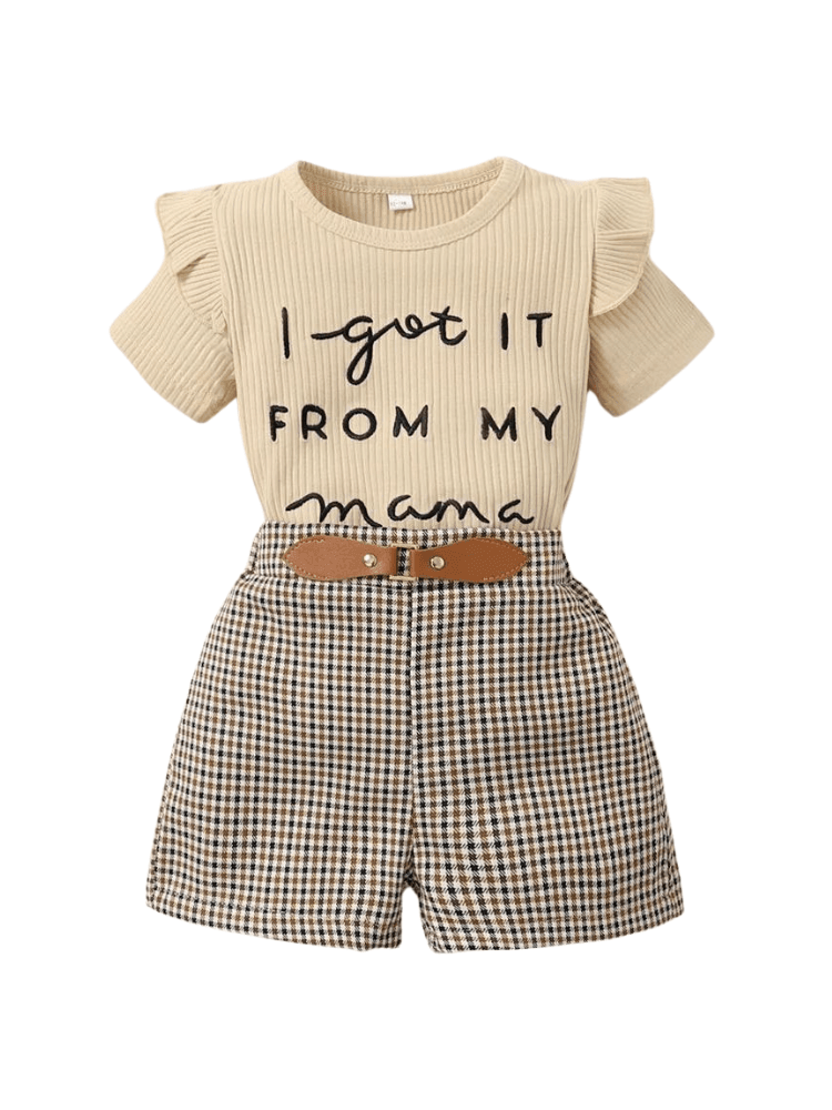 2PCS Toddler Baby Girl Clothes Set Short Sleeve Top + Checkered Shorts 1-6Y -, , Drestiny , 12M, 18M, 24M, 2T, 3T, 4T, 5T, 6T, 9M, Australia, Beige, Brown, Canada, Casual Shirts, Girls, New Zealand, Short Sets, Short Sleeves, Shorts, T-Shirts, TD, United Kingdom, United States , Drestiny , www.shopdrestiny.com