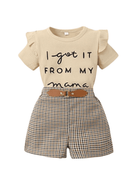 Thumbnail for 2PCS Toddler Baby Girl Clothes Set Short Sleeve Top + Checkered Shorts 1-6Y -, , Drestiny , 12M, 18M, 24M, 2T, 3T, 4T, 5T, 6T, 9M, Australia, Beige, Brown, Canada, Casual Shirts, Girls, New Zealand, Short Sets, Short Sleeves, Shorts, T-Shirts, TD, United Kingdom, United States , Drestiny , www.shopdrestiny.com