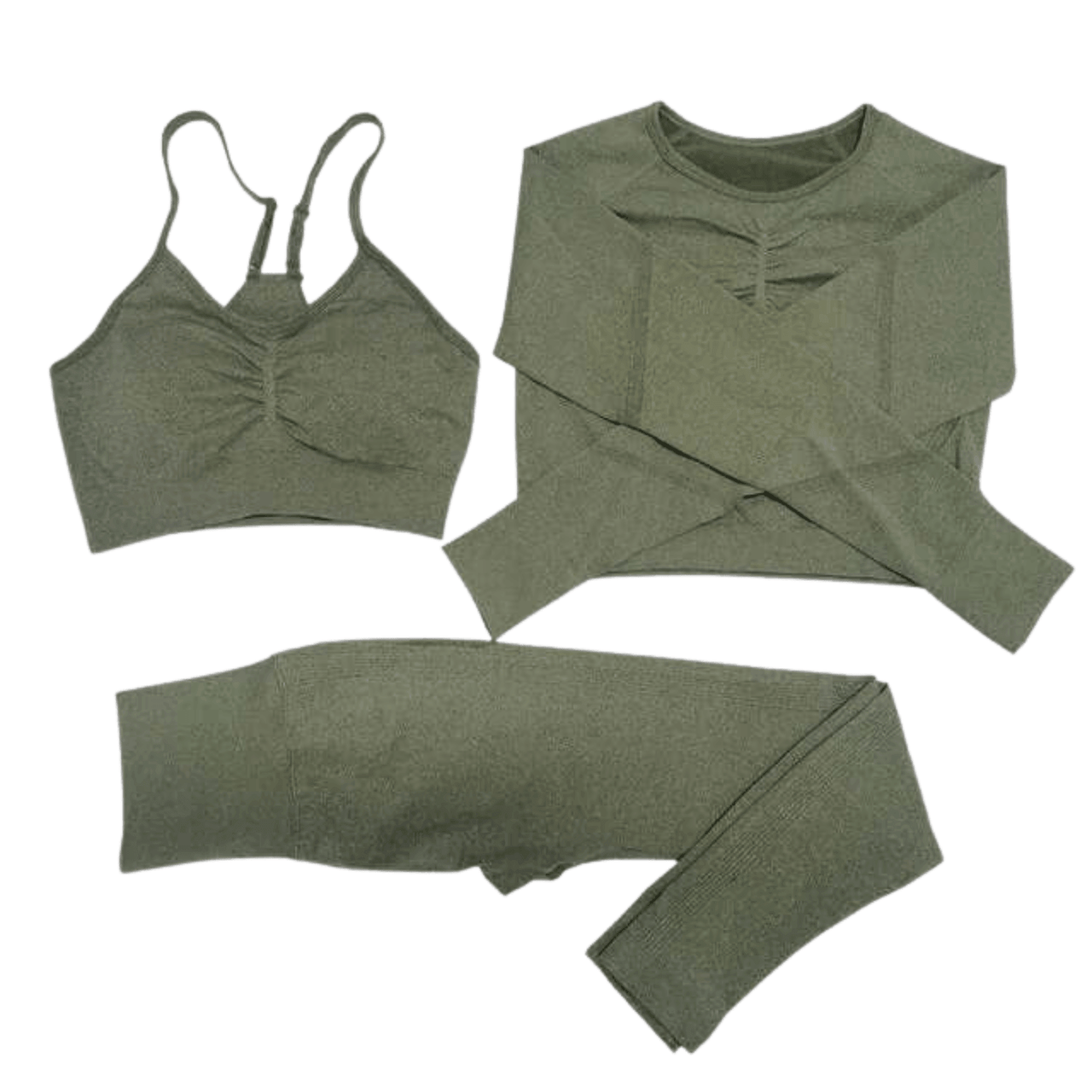 Women's 3 Piece Seamless Yoga Set -, Sets , Drestiny , Army Green, Australia, Blue, Crop Tops, Dark Green, Dark Grey, Dark Pink, Grey, L, Legging Sets, Leggings, Light Grey, Light Purple, Long Sleeves, M, New Zealand, Pant Sets, Purple, Red, S, Sets, Sleeveless, Sports Bras, United Kingdom, United States, Wine Red, Yellow , Drestiny , www.shopdrestiny.com