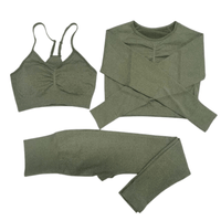 Thumbnail for Women's 3 Piece Seamless Yoga Set -, Sets , Drestiny , Army Green, Australia, Blue, Crop Tops, Dark Green, Dark Grey, Dark Pink, Grey, L, Legging Sets, Leggings, Light Grey, Light Purple, Long Sleeves, M, New Zealand, Pant Sets, Purple, Red, S, Sets, Sleeveless, Sports Bras, United Kingdom, United States, Wine Red, Yellow , Drestiny , www.shopdrestiny.com