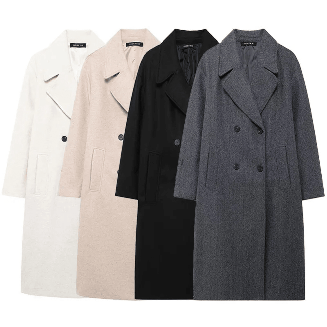 Solid Lapel Women's Double Breasted Long Coat Top Female Pocket Streetwear, Drestiny, Coats, Jackets, Trendy Coats, Trench Coats, United States, United Kingdom, Australia, XS, 2, S, 4, M, 6, L, 8, 10, FR, Dark Grey, Grey, Black, Khaki, Beige, shopdrestiny.com