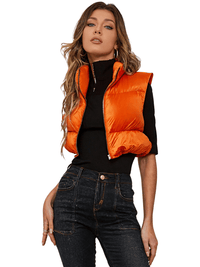 Thumbnail for Chic Women's Crop Puffer Vest - In 14 Trendy Colors! -, Coat Vest , Drestiny , Army Green, Australia, Black, Blue, Brown, Dark Brown, Deep Pink, Green, Grey, Khaki, L, M, New Zealand, Orange, Pink, Purple, Red, S, Sleeveless, United Kingdom, United States, Vests, White, XL , Drestiny , www.shopdrestiny.com