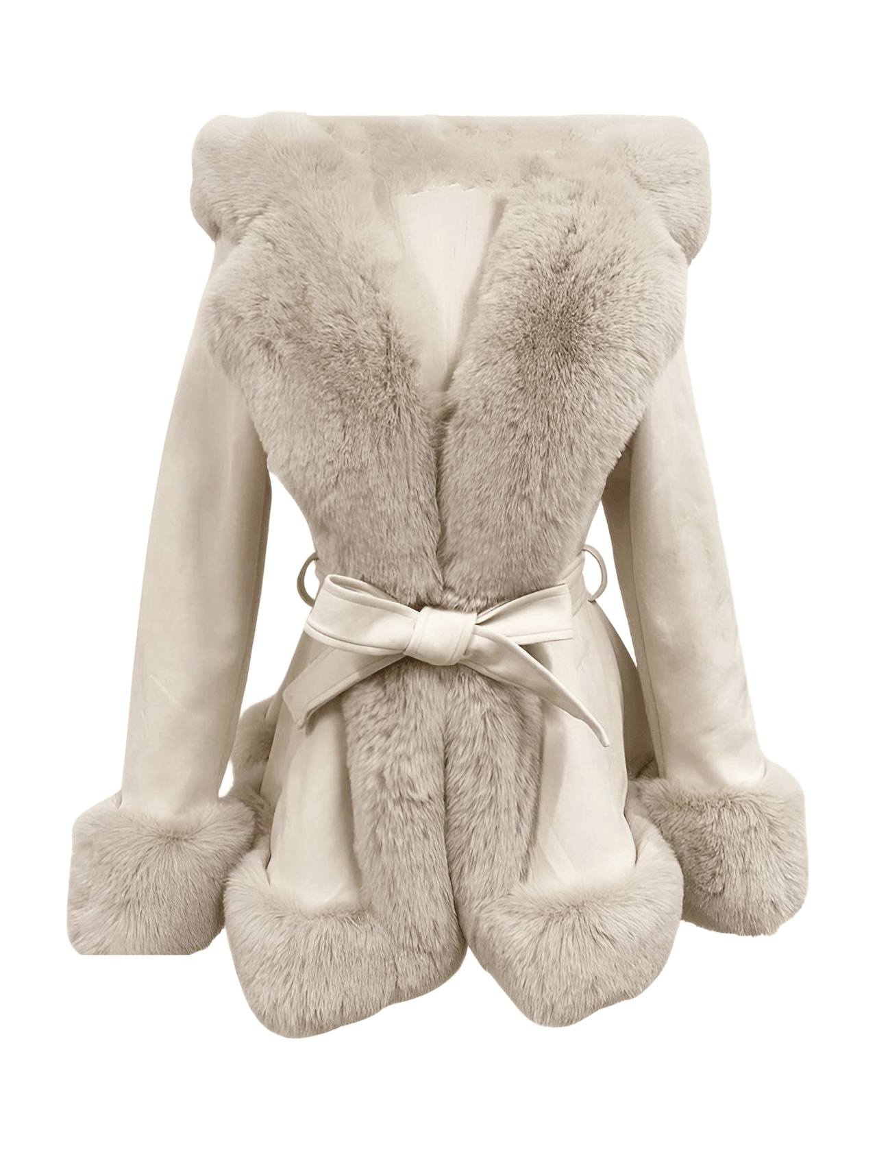 Hooded Fur Coats For Women With Belt and Fur Lining Inside -, Coats , Drestiny , Australia, Beige, Black, Brown, Camel, Canada, Coats, Jackets, L, M, New Zealand, S, United Kingdom, United States, XL, XXL, XXXL , Drestiny , www.shopdrestiny.com