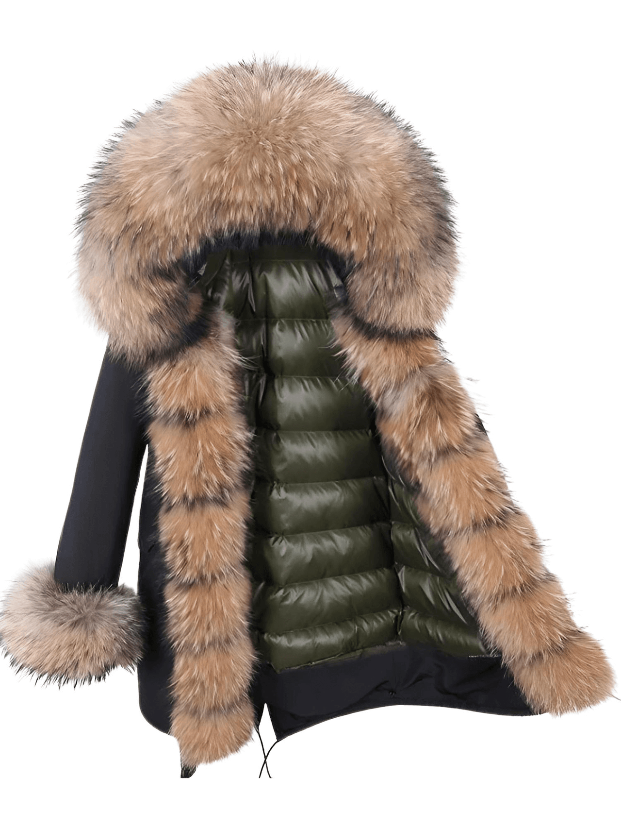 White Duck Down Women's Real Fur Coats -, Coat , Drestiny , Black, Coats, French Grey, L, M, Olive Green, S, Silver, United Kingdom, United States, XL, XXL , Drestiny , www.shopdrestiny.com