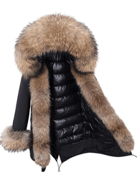 Thumbnail for White Duck Down Women's Real Fur Coats -, Coat , Drestiny , Black, Coats, French Grey, L, M, Olive Green, S, Silver, United Kingdom, United States, XL, XXL , Drestiny , www.shopdrestiny.com