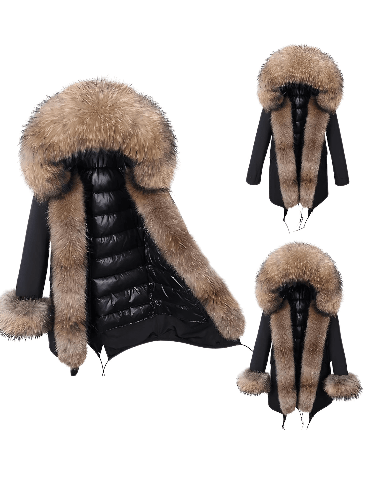 White Duck Down Women's Real Fur Coats -, Coat , Drestiny , Black, Coats, French Grey, L, M, Olive Green, S, Silver, United Kingdom, United States, XL, XXL , Drestiny , www.shopdrestiny.com