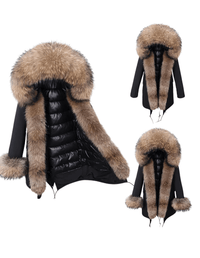 Thumbnail for White Duck Down Women's Real Fur Coats -, Coat , Drestiny , Black, Coats, French Grey, L, M, Olive Green, S, Silver, United Kingdom, United States, XL, XXL , Drestiny , www.shopdrestiny.com