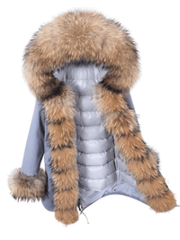 Thumbnail for White Duck Down Women's Real Fur Coats -, Coat , Drestiny , Black, Coats, French Grey, L, M, Olive Green, S, Silver, United Kingdom, United States, XL, XXL , Drestiny , www.shopdrestiny.com