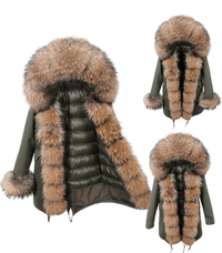 Thumbnail for White Duck Down Women's Real Fur Coats -, Coat , Drestiny , Black, Coats, French Grey, L, M, Olive Green, S, Silver, United Kingdom, United States, XL, XXL , Drestiny , www.shopdrestiny.com