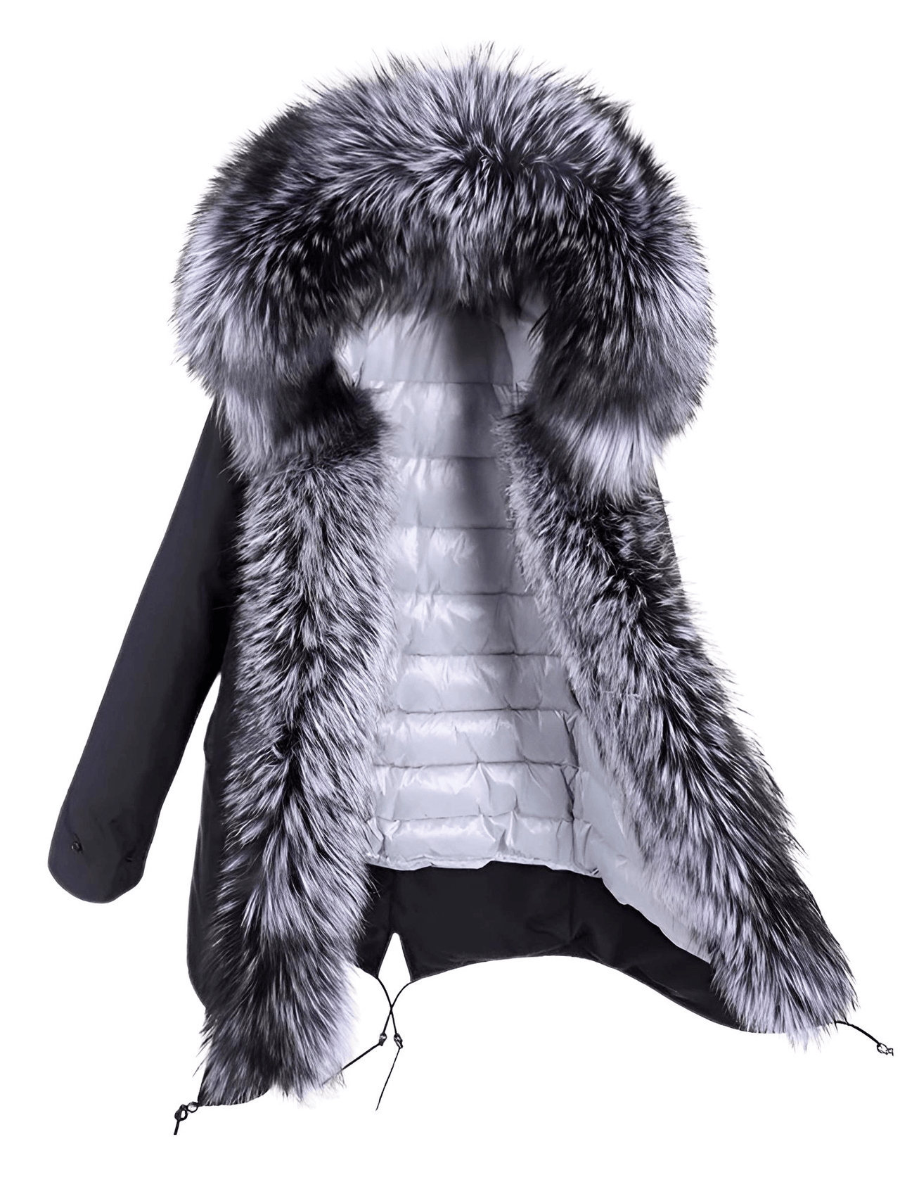 White Duck Down Women's Real Fur Coats -, Coat , Drestiny , Black, Coats, French Grey, L, M, Olive Green, S, Silver, United Kingdom, United States, XL, XXL , Drestiny , www.shopdrestiny.com