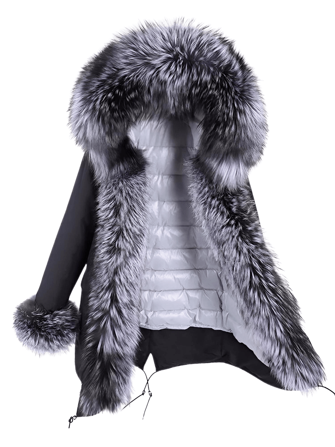 White Duck Down Women's Real Fur Coats -, Coat , Drestiny , Black, Coats, French Grey, L, M, Olive Green, S, Silver, United Kingdom, United States, XL, XXL , Drestiny , www.shopdrestiny.com