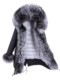 Thumbnail for White Duck Down Women's Real Fur Coats -, Coat , Drestiny , Black, Coats, French Grey, L, M, Olive Green, S, Silver, United Kingdom, United States, XL, XXL , Drestiny , www.shopdrestiny.com