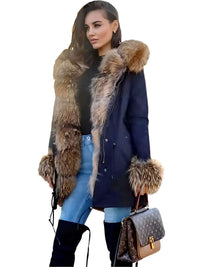 Thumbnail for White Duck Down Women's Real Fur Coats -, Coat , Drestiny , Black, Coats, French Grey, L, M, Olive Green, S, Silver, United Kingdom, United States, XL, XXL , Drestiny , www.shopdrestiny.com