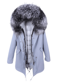 Thumbnail for White Duck Down Women's Real Fur Coats -, Coat , Drestiny , Black, Coats, French Grey, L, M, Olive Green, S, Silver, United Kingdom, United States, XL, XXL , Drestiny , www.shopdrestiny.com