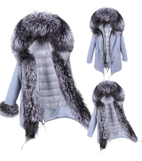 Thumbnail for White Duck Down Women's Real Fur Coats -, Coat , Drestiny , Black, Coats, French Grey, L, M, Olive Green, S, Silver, United Kingdom, United States, XL, XXL , Drestiny , www.shopdrestiny.com