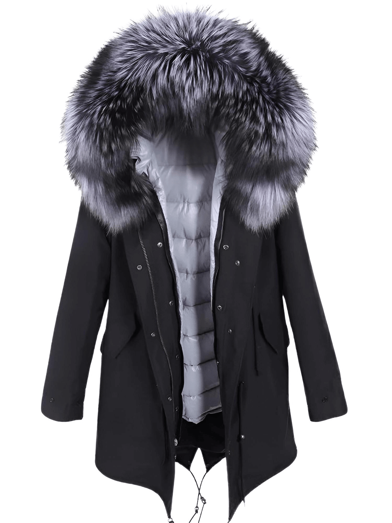 White Duck Down Women's Real Fur Coats -, Coat , Drestiny , Black, Coats, French Grey, L, M, Olive Green, S, Silver, United Kingdom, United States, XL, XXL , Drestiny , www.shopdrestiny.com