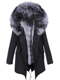 Thumbnail for White Duck Down Women's Real Fur Coats -, Coat , Drestiny , Black, Coats, French Grey, L, M, Olive Green, S, Silver, United Kingdom, United States, XL, XXL , Drestiny , www.shopdrestiny.com