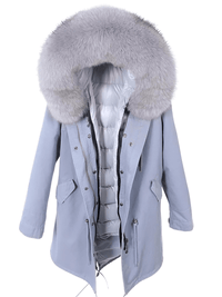 Thumbnail for White Duck Down Women's Real Fur Coats -, Coat , Drestiny , Black, Coats, French Grey, L, M, Olive Green, S, Silver, United Kingdom, United States, XL, XXL , Drestiny , www.shopdrestiny.com