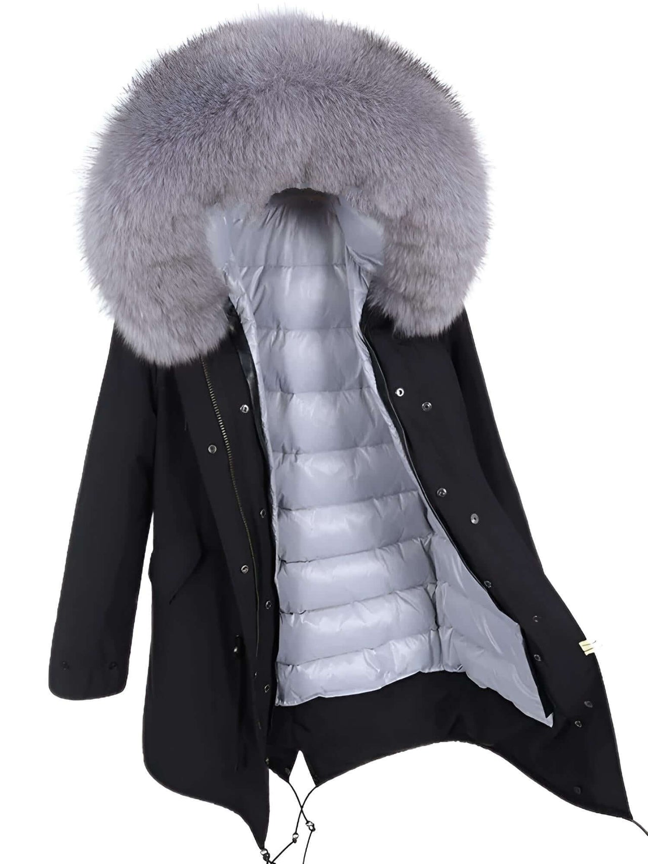 White Duck Down Women's Real Fur Coats -, Coat , Drestiny , Black, Coats, French Grey, L, M, Olive Green, S, Silver, United Kingdom, United States, XL, XXL , Drestiny , www.shopdrestiny.com