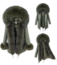 Thumbnail for White Duck Down Women's Real Fur Coats -, Coat , Drestiny , Black, Coats, French Grey, L, M, Olive Green, S, Silver, United Kingdom, United States, XL, XXL , Drestiny , www.shopdrestiny.com