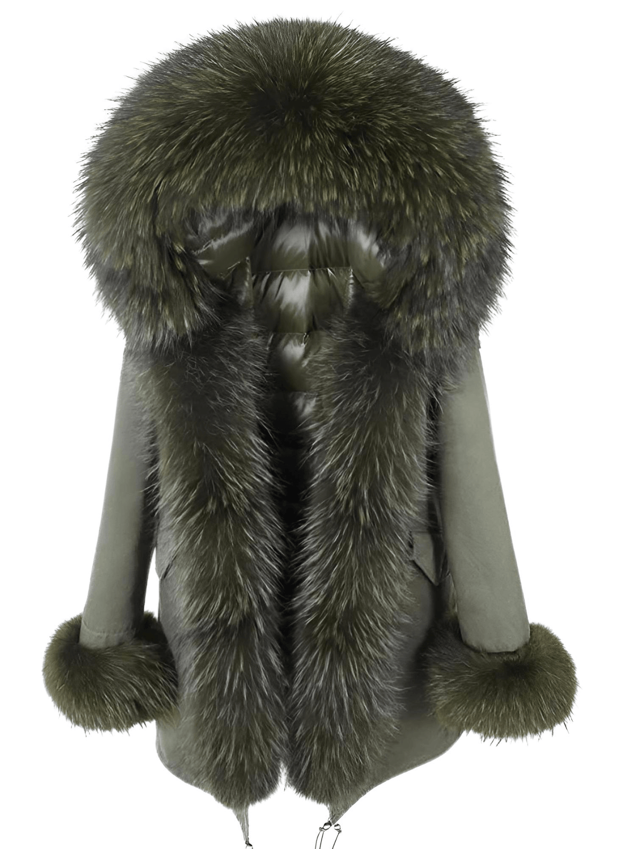 White Duck Down Women's Real Fur Coats -, Coat , Drestiny , Black, Coats, French Grey, L, M, Olive Green, S, Silver, United Kingdom, United States, XL, XXL , Drestiny , www.shopdrestiny.com