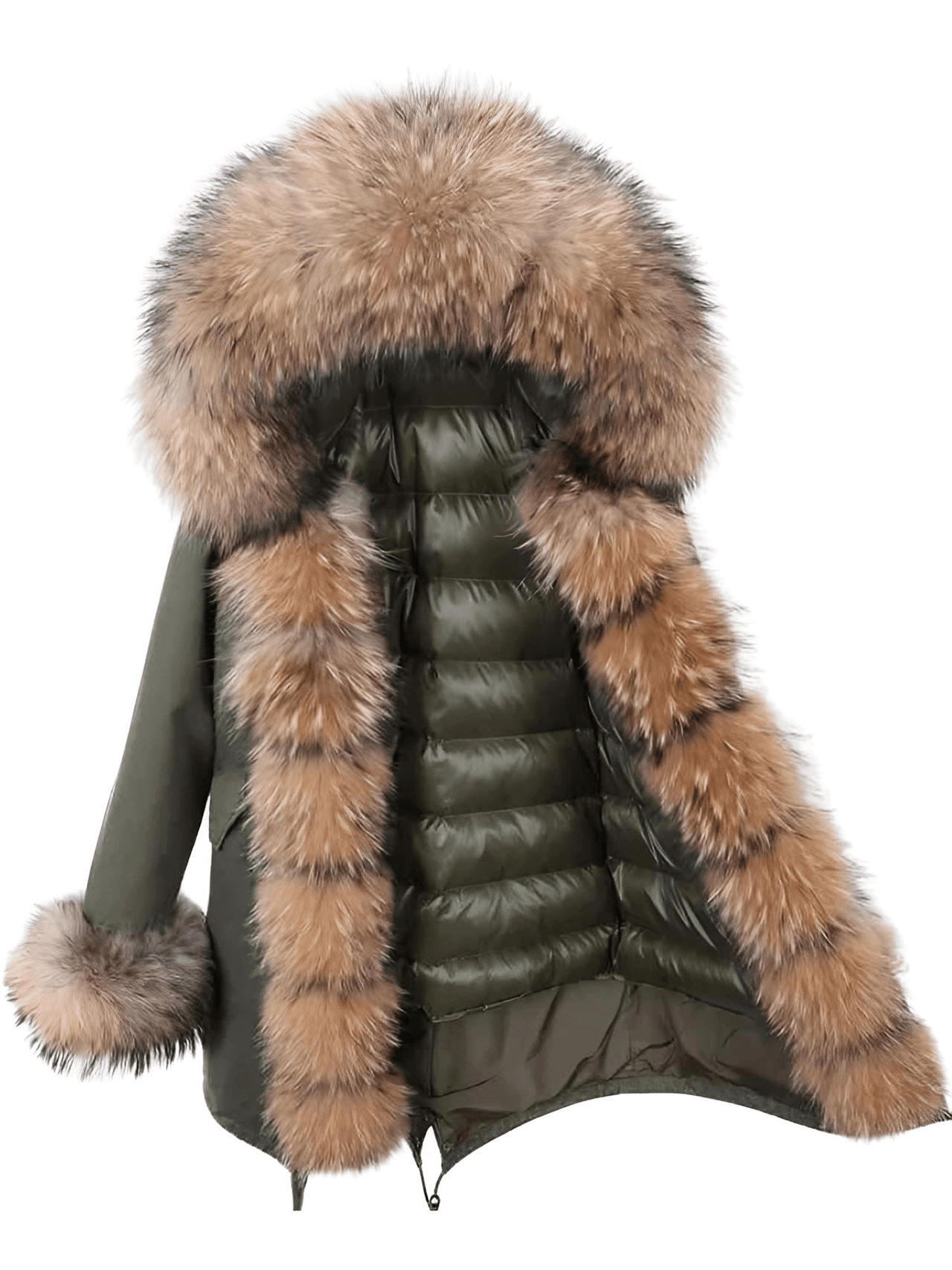 White Duck Down Women's Real Fur Coats -, Coat , Drestiny , Black, Coats, French Grey, L, M, Olive Green, S, Silver, United Kingdom, United States, XL, XXL , Drestiny , www.shopdrestiny.com