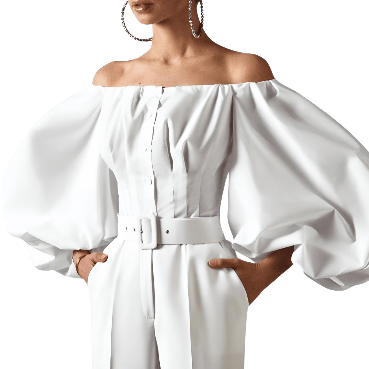 Off Shoulder Lantern Sleeve Blouses For Women -, Blouses , Drestiny , Australia, Black, Blouses, Dress Shirts, FR, Khaki, L, Light Brown, Long Sleeves, M, New Zealand, Off Shoulder, S, United Kingdom, United States, White , Drestiny , www.shopdrestiny.com