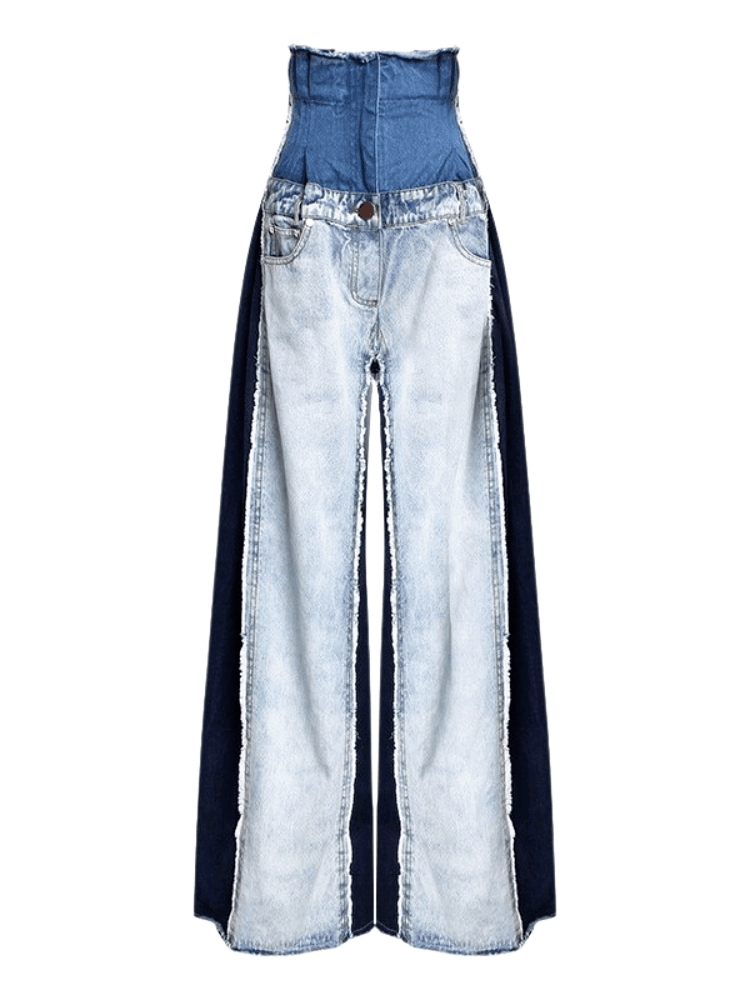 Wide Leg High Waist Denim Patchwork Jeans For Women -, Jeans , Drestiny , Australia, Blue, Canada, Casual Pants, Dark Blue, Jeans, L, M, New Zealand, S, United Kingdom, United States, XL, XXL , Drestiny , www.shopdrestiny.com