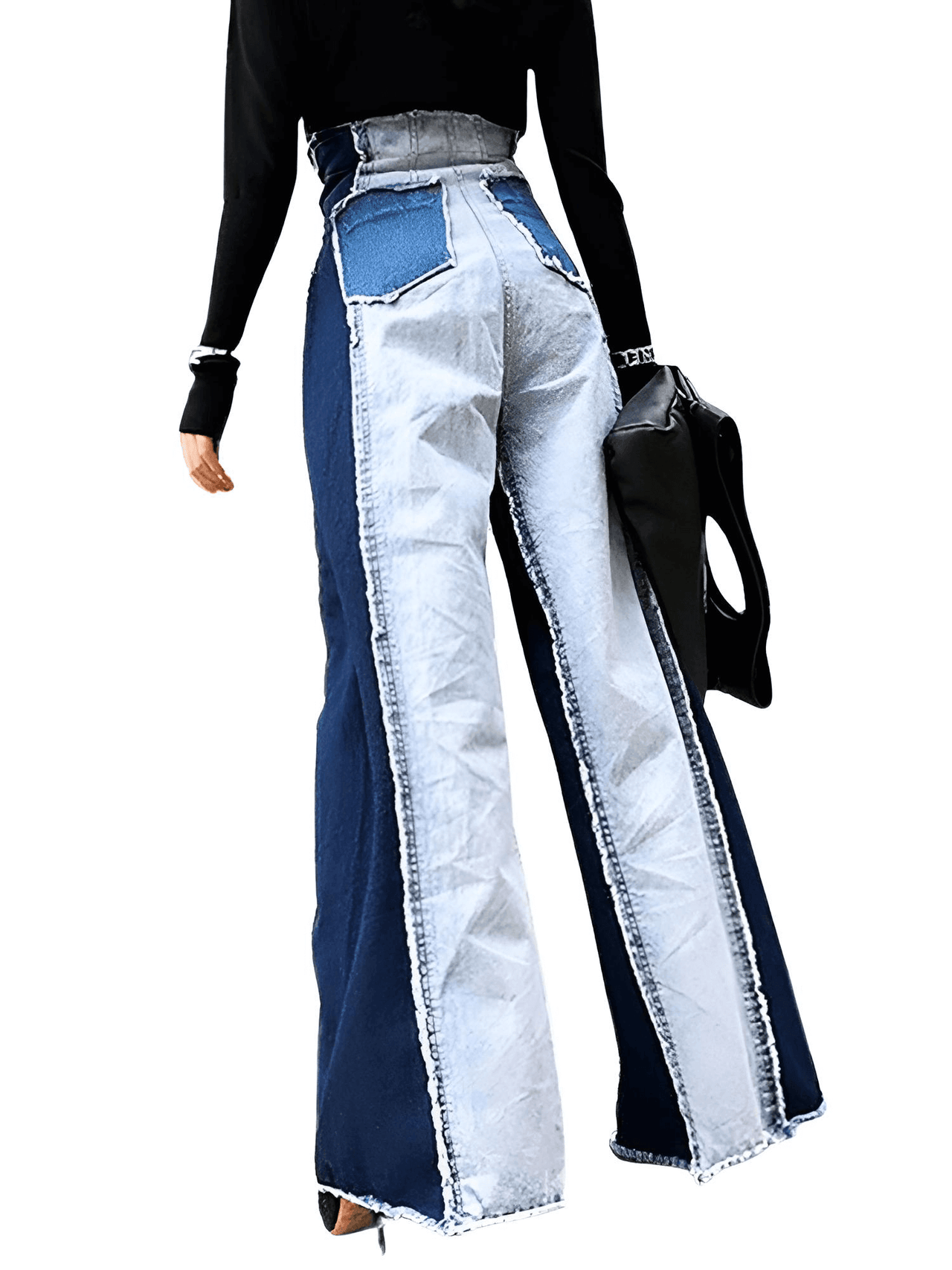 Wide Leg High Waist Denim Patchwork Jeans For Women -, Jeans , Drestiny , Australia, Blue, Canada, Casual Pants, Dark Blue, Jeans, L, M, New Zealand, S, United Kingdom, United States, XL, XXL , Drestiny , www.shopdrestiny.com