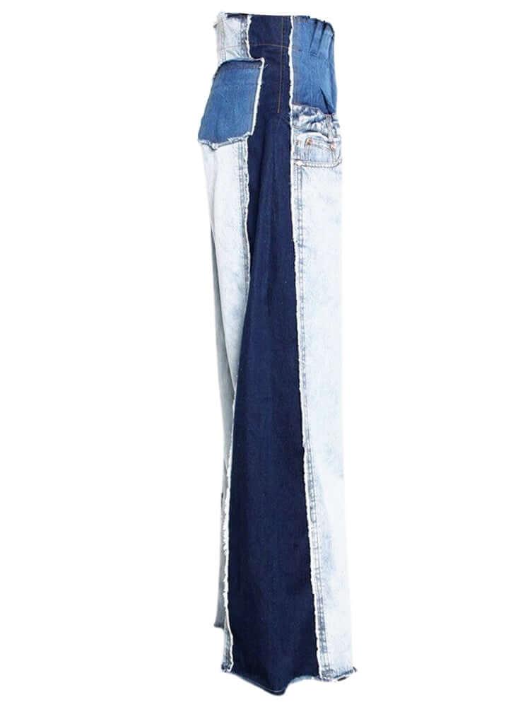 Wide Leg High Waist Denim Patchwork Jeans For Women -, Jeans , Drestiny , Australia, Blue, Canada, Casual Pants, Dark Blue, Jeans, L, M, New Zealand, S, United Kingdom, United States, XL, XXL , Drestiny , www.shopdrestiny.com