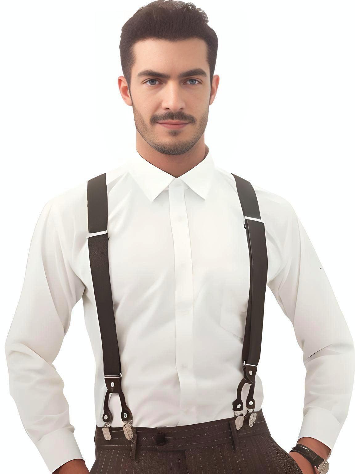 Classic 6 Clips 3.5cm Width Wide Men's Suspenders -, Suspenders , Drestiny , Australia, Black, Blue, Canada, Gender_Men, Green, Grey, Light Blue, New Zealand, Purple, Red, Royal Blue, Suspenders, Tan, United Kingdom, United States, White , Drestiny , www.shopdrestiny.com