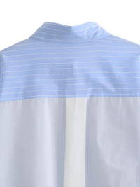 Thumbnail for Women's 2-Piece Fashion Stripe Shirt + Casual Shorts Set -, Short Sets , Drestiny , Australia, Blouses, Blue, Casual Shirts, Crop Tops, FR, L, Long Sleeves, M, New Zealand, S, Short Sets, Shorts, United Kingdom, United States, White , Drestiny , www.shopdrestiny.com