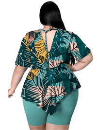 Thumbnail for Women's 2-Piece Plus Size Short Set -, Outfit Sets , Drestiny , 4XL, Australia, Black, Blue, Casual Shirts, Green, New Zealand, Sets, Short Sets, Short Sleeves, Shorts, United Kingdom, United States, XL, XXL, XXXL , Drestiny , www.shopdrestiny.com