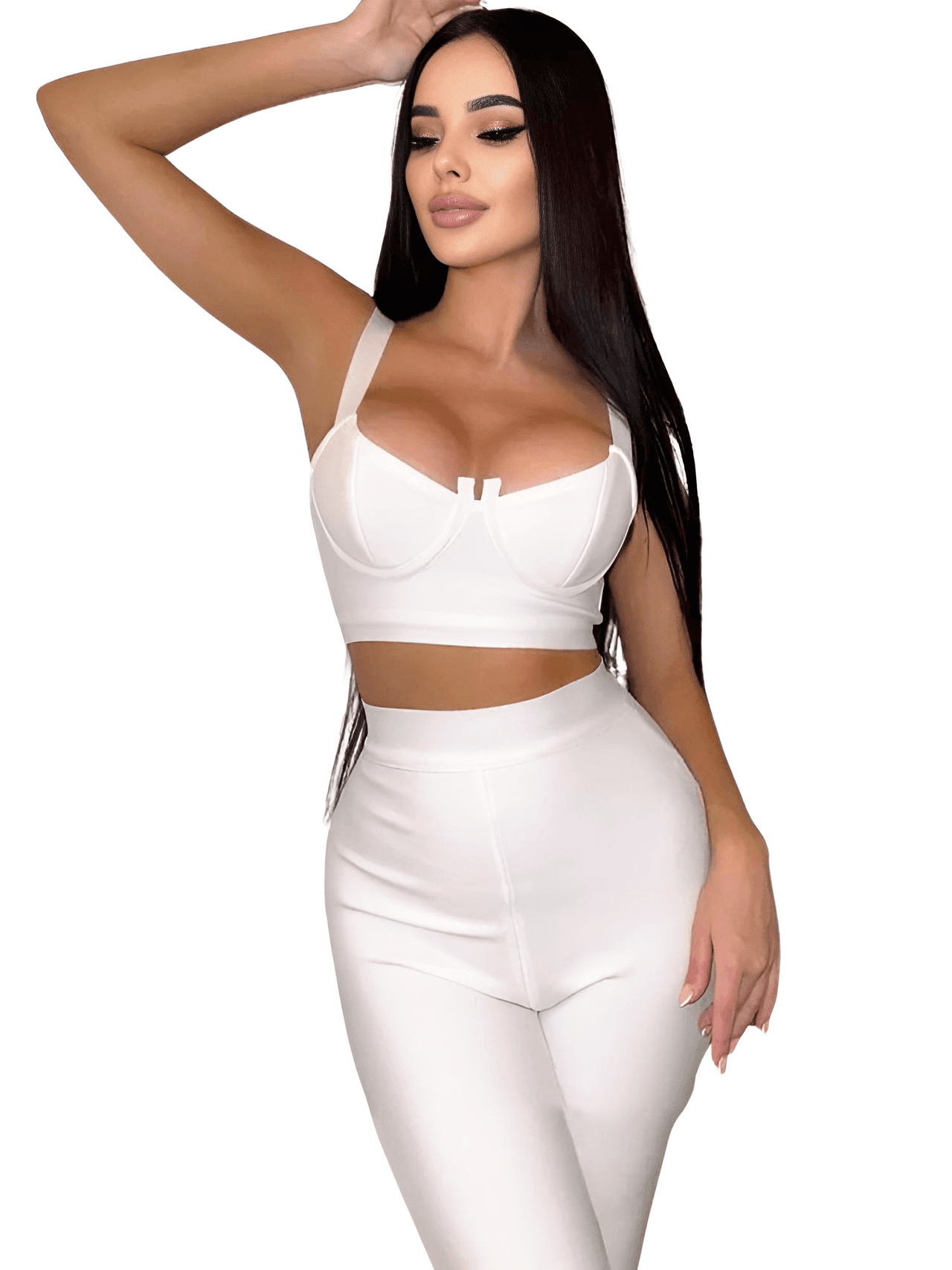 Women's Bandage 2-Piece Set Including High Waist Flared Pants and Crop Top -, Pant Sets , Drestiny , Australia, Black, Blue, Crop Tops, Green, Grey, L, Light Blue, Lilac, M, New Zealand, Olive, Pant Sets, Purple, Red, S, Sets, Sleeveless, United Kingdom, United States, White, XS , Drestiny , www.shopdrestiny.com