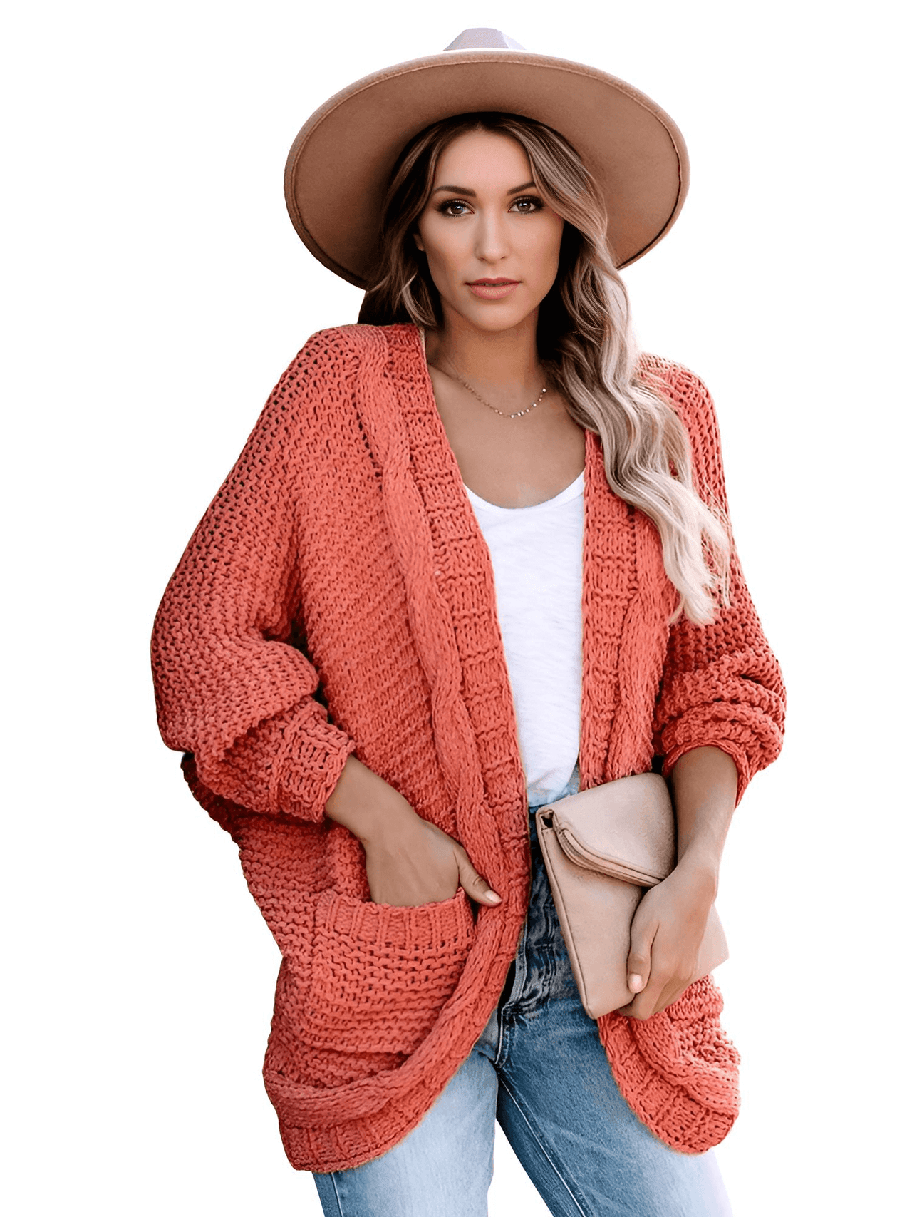 Women's Batwing Sleeve Boho Knitted Cardigan With Pockets -, Cardigan , Drestiny , Australia, Cardigans, Dark Grey, Khaki, L, Light Grey, M, New Zealand, Orange, Pink, Purple, S, Sweaters, United Kingdom, United States, XL , Drestiny , www.shopdrestiny.com