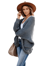 Thumbnail for Women's Batwing Sleeve Boho Knitted Cardigan With Pockets -, Cardigan , Drestiny , Australia, Cardigans, Dark Grey, Khaki, L, Light Grey, M, New Zealand, Orange, Pink, Purple, S, Sweaters, United Kingdom, United States, XL , Drestiny , www.shopdrestiny.com