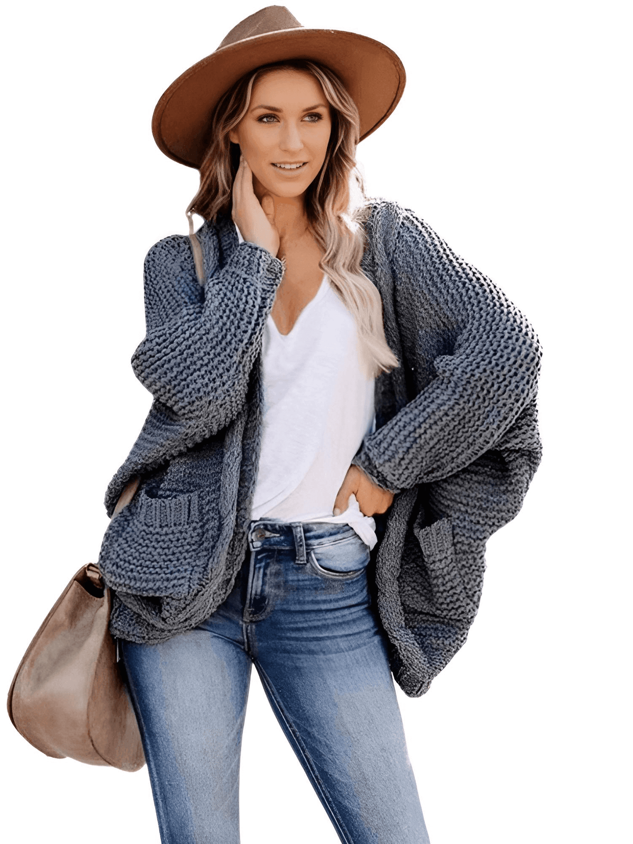 Women's Batwing Sleeve Boho Knitted Cardigan With Pockets -, Cardigan , Drestiny , Australia, Cardigans, Dark Grey, Khaki, L, Light Grey, M, New Zealand, Orange, Pink, Purple, S, Sweaters, United Kingdom, United States, XL , Drestiny , www.shopdrestiny.com