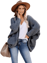 Thumbnail for Women's Batwing Sleeve Boho Knitted Cardigan With Pockets -, Cardigan , Drestiny , Australia, Cardigans, Dark Grey, Khaki, L, Light Grey, M, New Zealand, Orange, Pink, Purple, S, Sweaters, United Kingdom, United States, XL , Drestiny , www.shopdrestiny.com