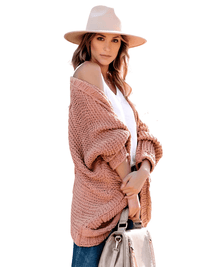 Thumbnail for Women's Batwing Sleeve Boho Knitted Cardigan With Pockets -, Cardigan , Drestiny , Australia, Cardigans, Dark Grey, Khaki, L, Light Grey, M, New Zealand, Orange, Pink, Purple, S, Sweaters, United Kingdom, United States, XL , Drestiny , www.shopdrestiny.com