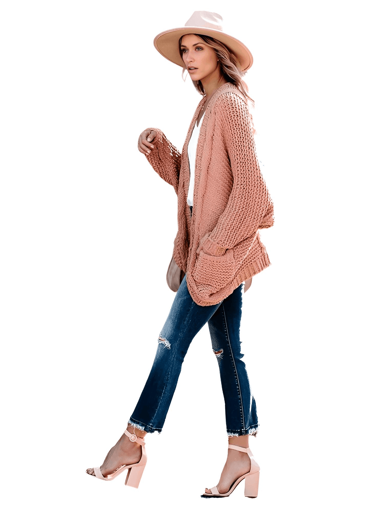 Women's Batwing Sleeve Boho Knitted Cardigan With Pockets -, Cardigan , Drestiny , Australia, Cardigans, Dark Grey, Khaki, L, Light Grey, M, New Zealand, Orange, Pink, Purple, S, Sweaters, United Kingdom, United States, XL , Drestiny , www.shopdrestiny.com