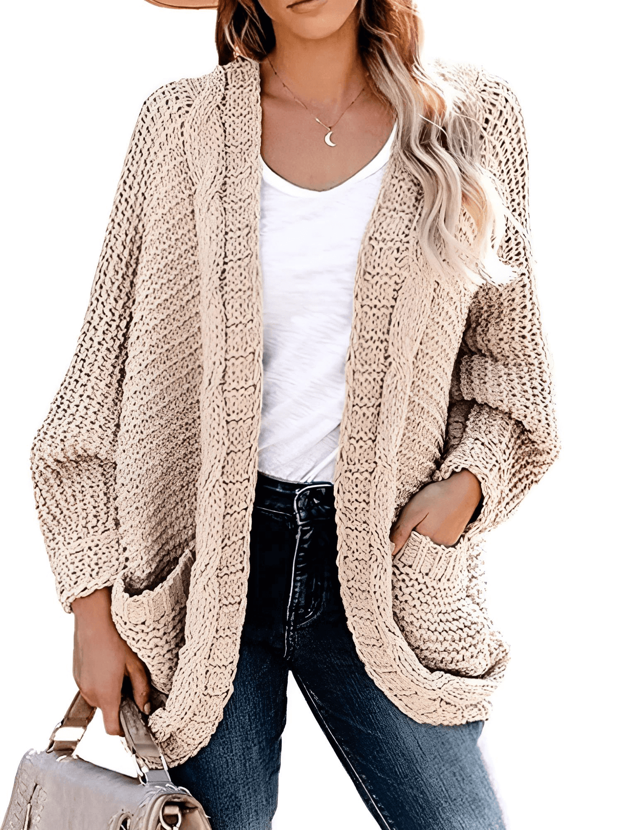 Women's Batwing Sleeve Boho Knitted Cardigan With Pockets -, Cardigan , Drestiny , Australia, Cardigans, Dark Grey, Khaki, L, Light Grey, M, New Zealand, Orange, Pink, Purple, S, Sweaters, United Kingdom, United States, XL , Drestiny , www.shopdrestiny.com