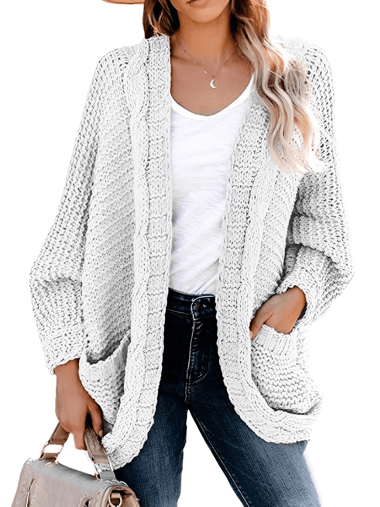 Women's Batwing Sleeve Boho Knitted Cardigan With Pockets -, Cardigan , Drestiny , Australia, Cardigans, Dark Grey, Khaki, L, Light Grey, M, New Zealand, Orange, Pink, Purple, S, Sweaters, United Kingdom, United States, XL , Drestiny , www.shopdrestiny.com