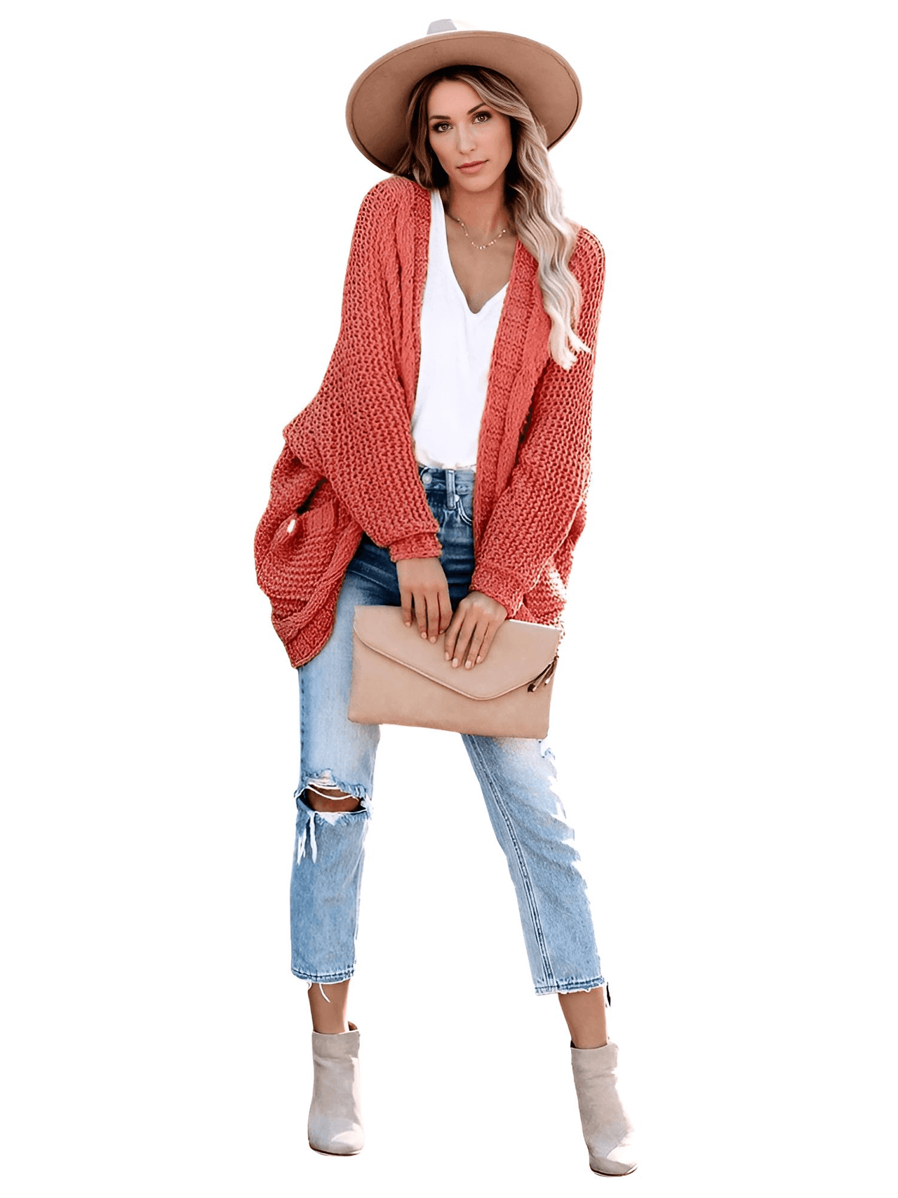 Women's Batwing Sleeve Boho Knitted Cardigan With Pockets -, Cardigan , Drestiny , Australia, Cardigans, Dark Grey, Khaki, L, Light Grey, M, New Zealand, Orange, Pink, Purple, S, Sweaters, United Kingdom, United States, XL , Drestiny , www.shopdrestiny.com