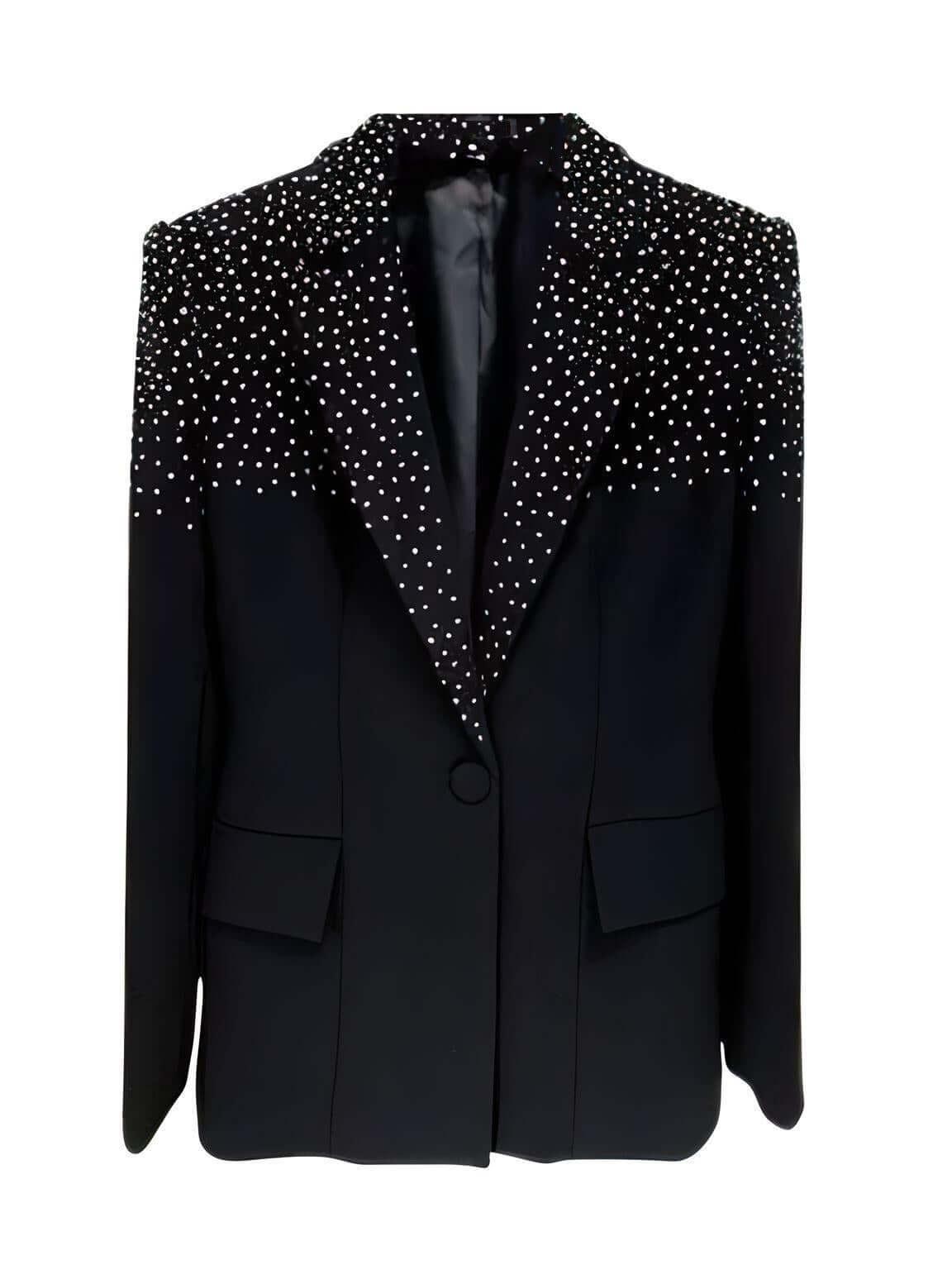 Women's White Single Button Blazer With Sequins - Now in Black Too! -, Skirt Sets , Drestiny , Australia,Black,Blazers,Canada,Jackets,L,M,New Zealand,S,United Kingdom,United States,White,XL,XXL , Drestiny , www.shopdrestiny.com