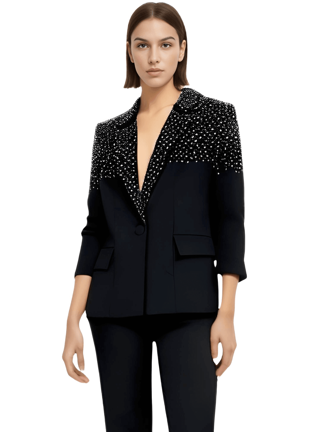 Women's White Single Button Blazer With Sequins - Now in Black Too! -, Skirt Sets , Drestiny , Australia,Black,Blazers,Canada,Jackets,L,M,New Zealand,S,United Kingdom,United States,White,XL,XXL , Drestiny , www.shopdrestiny.com