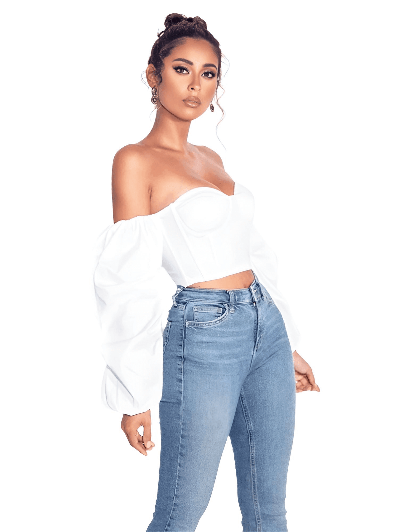 Women's Puff Sleeve Off Shoulder Sexy Crop Top -, Crop Tops , Drestiny , Australia, Blouses, Canada, Casual Shirts, Crop Tops, Dress Shirts, Gender_Women, L, Light Blue, Long Sleeves, M, New Zealand, Off Shoulder, S, United Kingdom, United States, White, XL , Drestiny , www.shopdrestiny.com