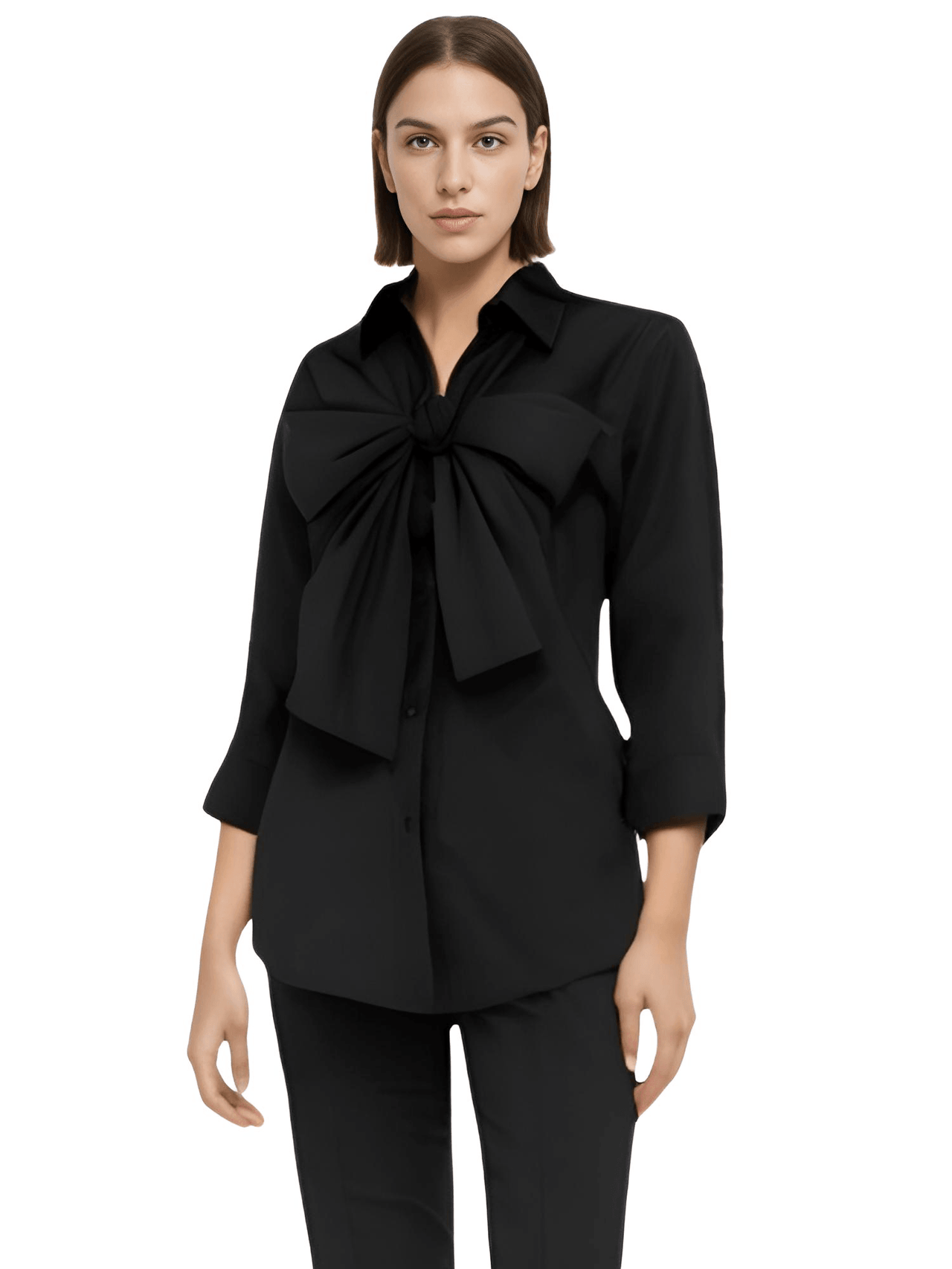 Women's Bow Tie Long Sleeve Blouse -, Shirts & Tops , Drestiny , 4XL, 5XL, Australia, Black, Blouses, Canada, FR, L, Long Sleeves, M, New Zealand, S, United Kingdom, United States, White, XL, XXL, XXXL , Drestiny , www.shopdrestiny.com